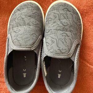Gray Slip-On Sneakers with Dino Pattern